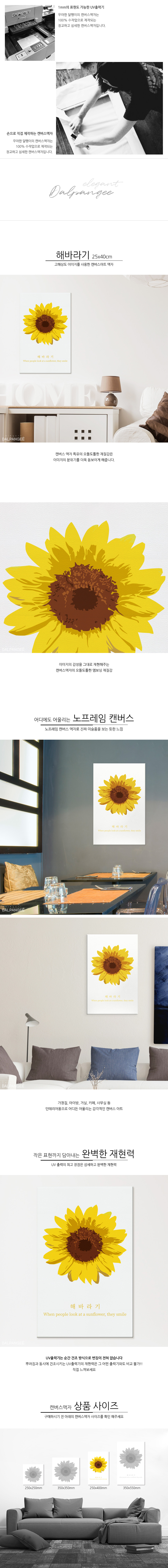 돈들어오는그림 해바라기 캔버스액자 25x40cm 액자 벽걸이액자 해바라기액자 인테리어 인테리어액자 인테리어소품 노랑해바라기액자 그림액자 디자인액자 노프레임액자